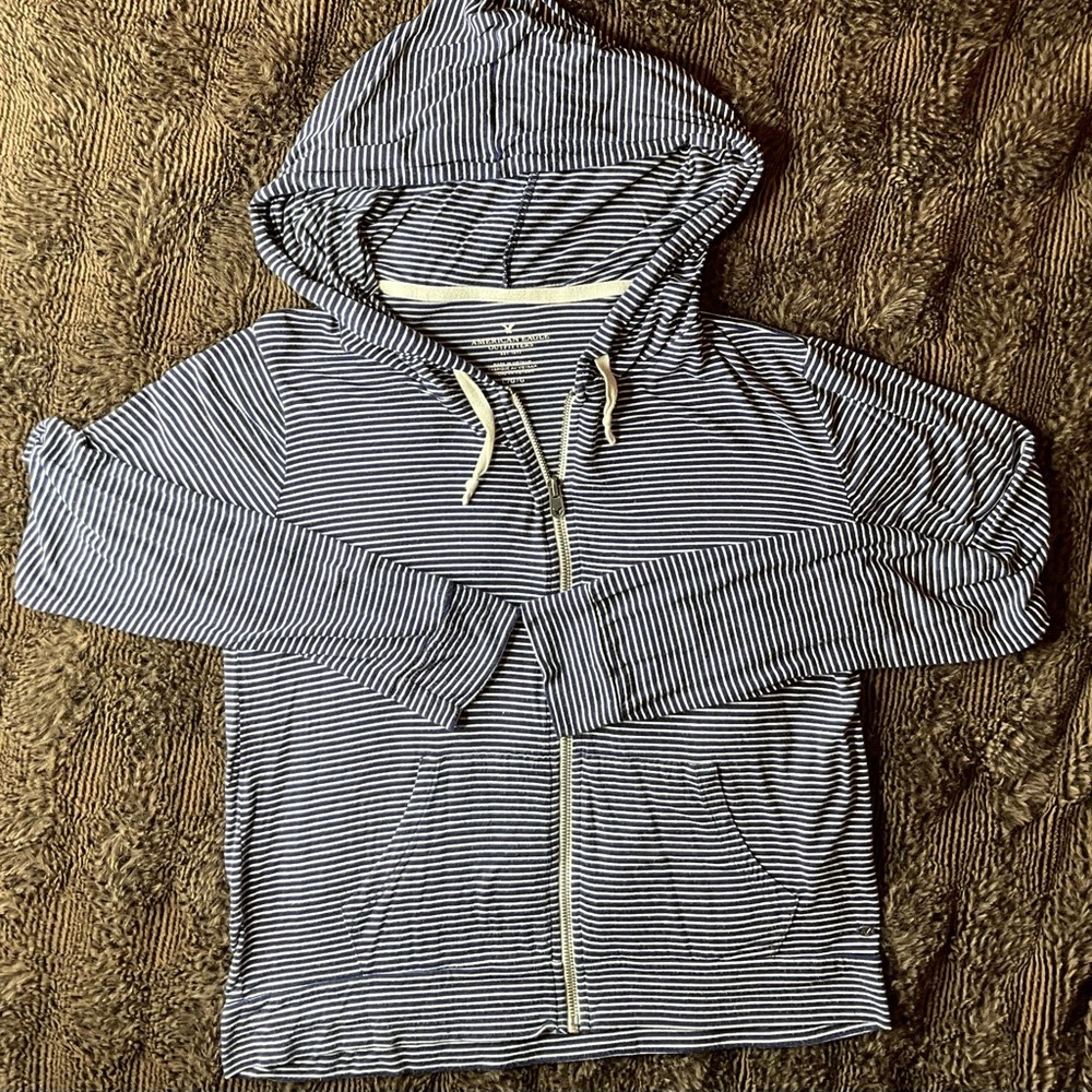 Striped Navy and White Hoodie